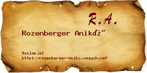 Rozenberger Anikó névjegykártya